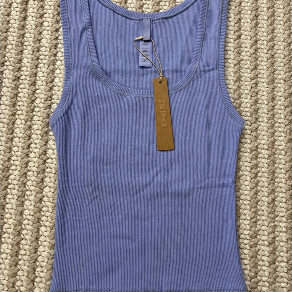 SKIMS Blue Fitted Sleeveless Tank Top